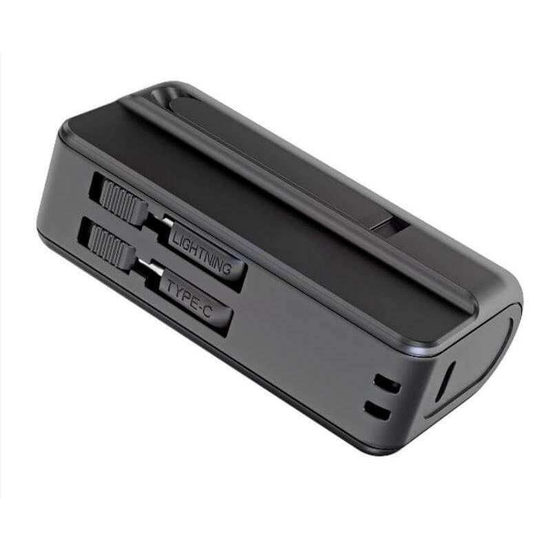 CAPSULE - @memorii® 4500mAh Mini Power bank with Inbuilt Cable and Phone Stand