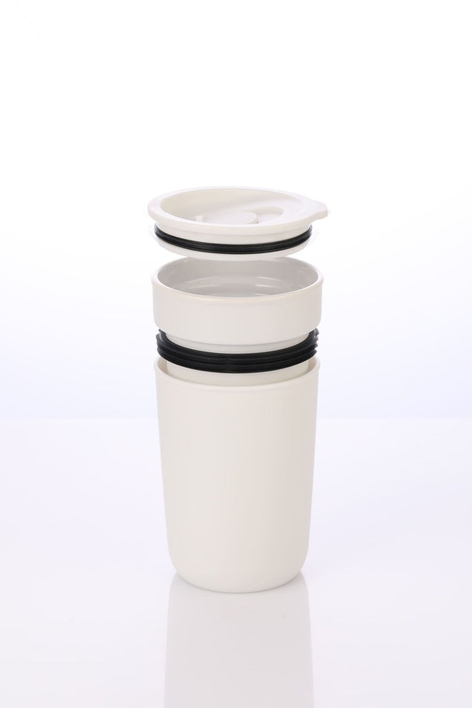 SAVONA - Hans Larsen Premium Ceramic Tumbler With Recycled Protective Sleeve -white