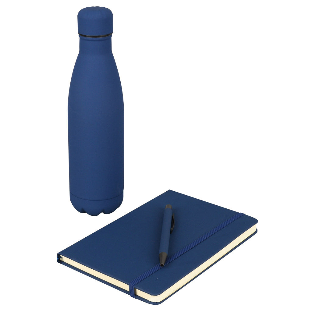 LAUTA - Giftology Set of Stainless Bottle, Notebook and Pen - blue