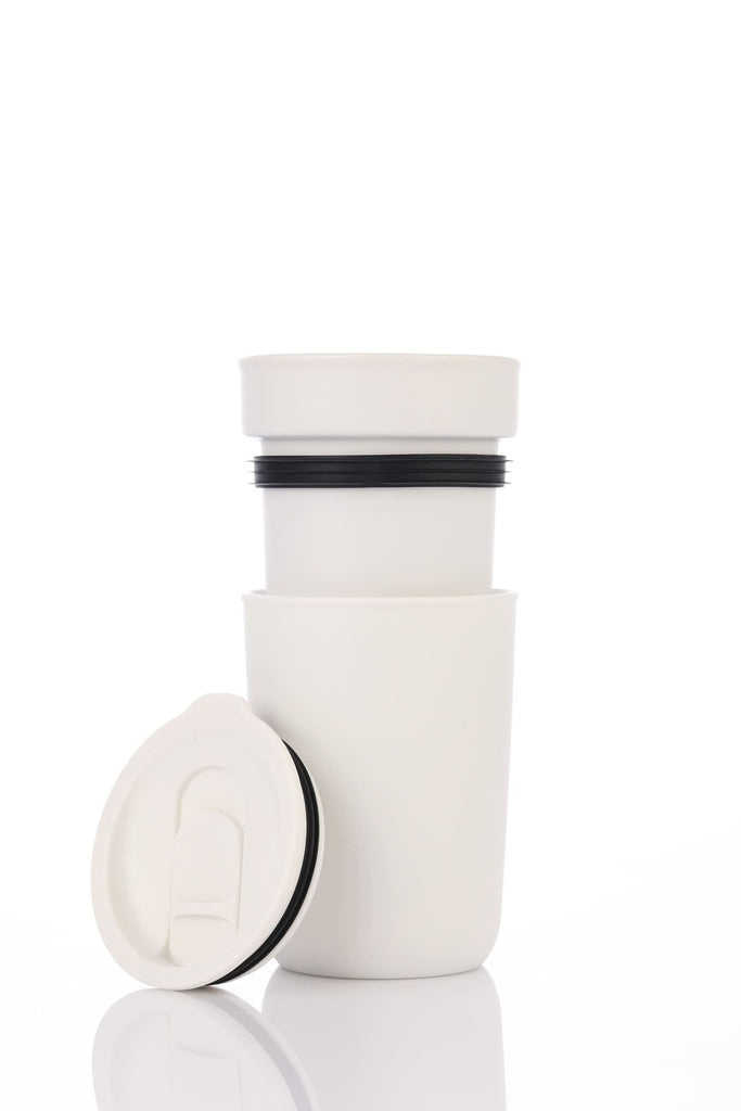 SAVONA - Hans Larsen Premium Ceramic Tumbler With Recycled Protective Sleeve -white
