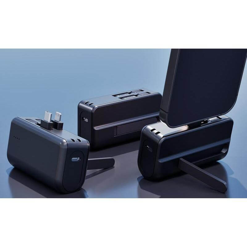 CAPSULE - @memorii® 4500mAh Mini Power bank with Inbuilt Cable and Phone Stand